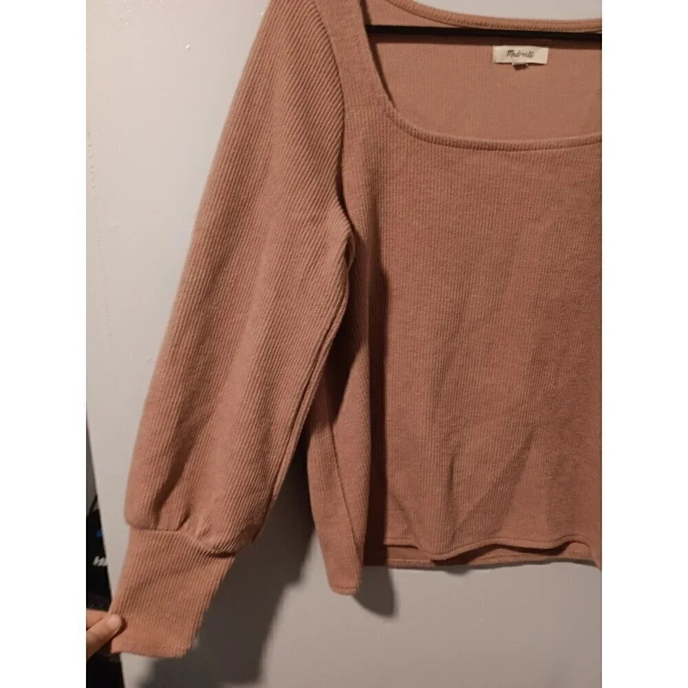 Madewell Ottoman Rib Blouse Women's Small Square Neck Boxy Boho Top
